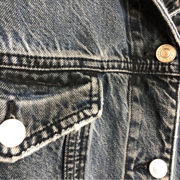 American Eagle Outfitters Cotton Dark Wash Distressed Details Jean Jacket XL - Picture 3 of 12
